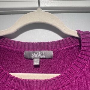 Marled Crewneck Sweater in Magenta